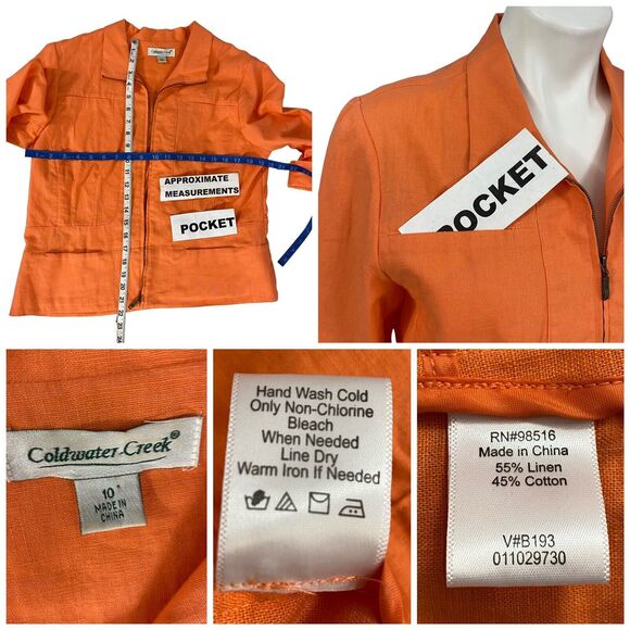 Coldwater Creek Blazer Womens Size 10 Jacket Harvest Fall Halloween Work Zip Up - Picture 6 of 16